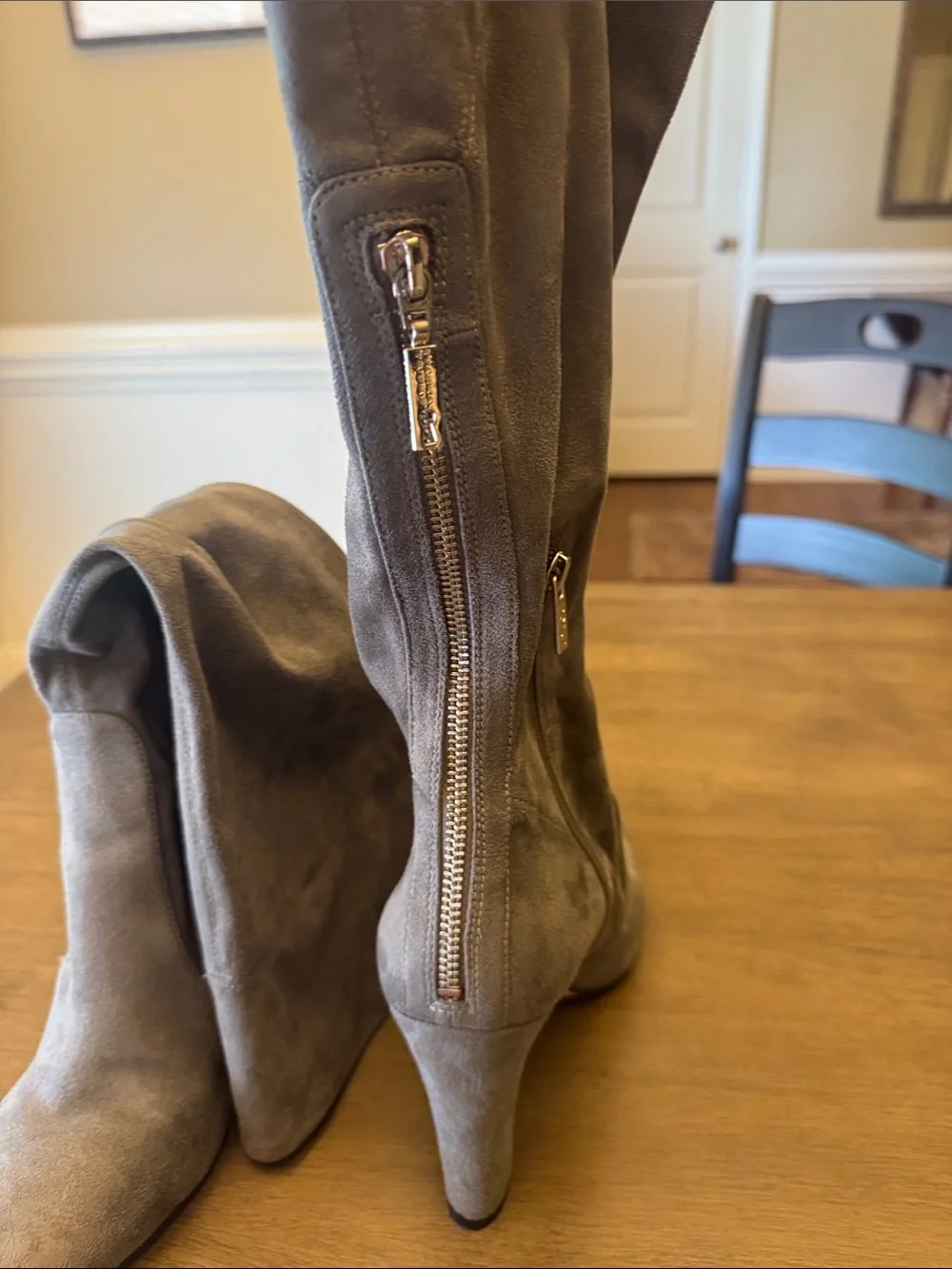 Ivanka Trump Gray Over-the-Knee Suede Boots